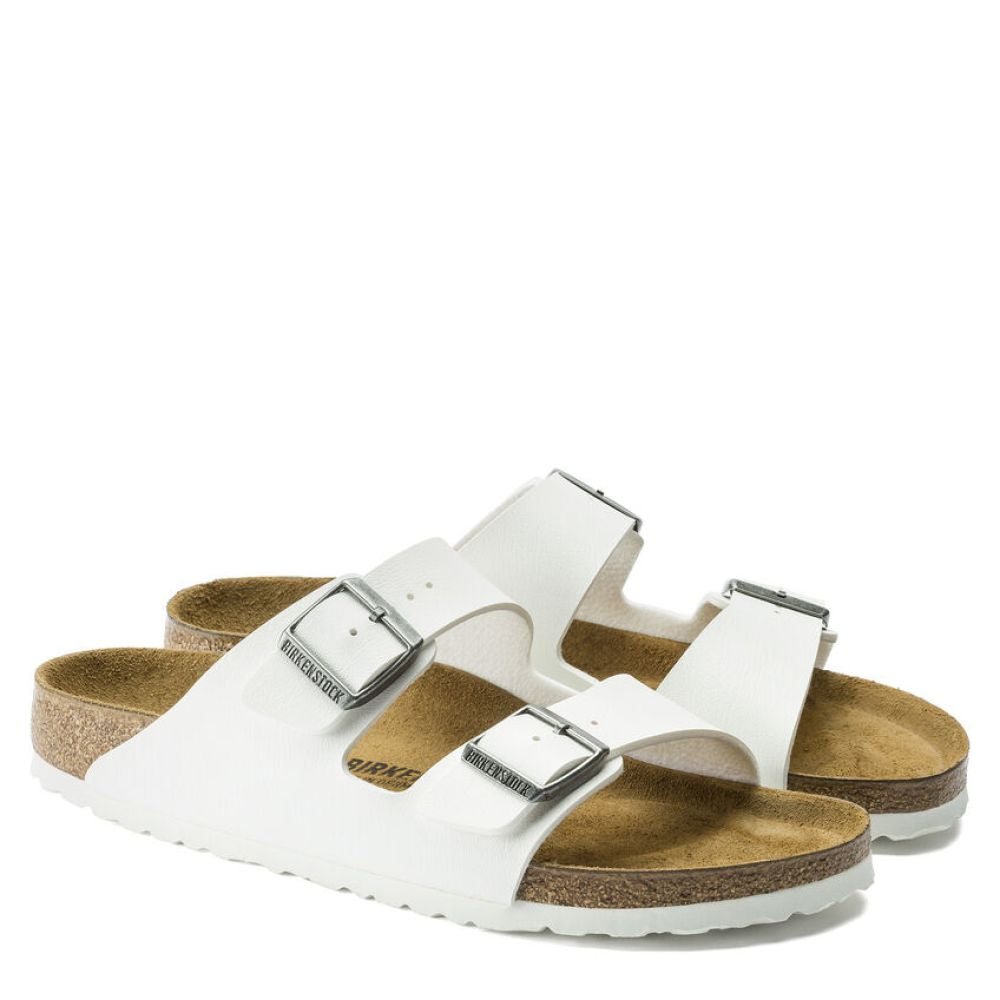 White narrow online birkenstock