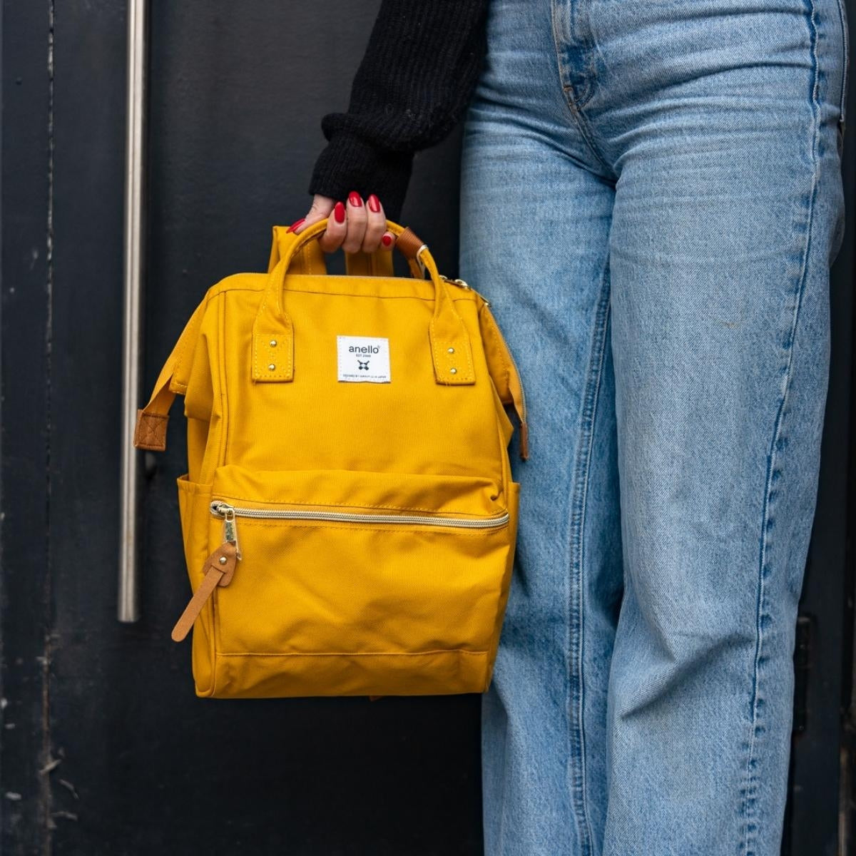 Anello Cross Bottle Backpack Small in Mustard