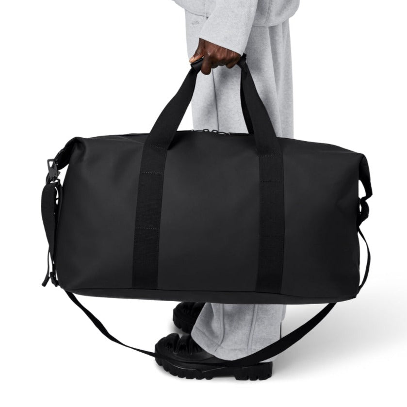 RAINS Black Large Hilo Weekend Bag