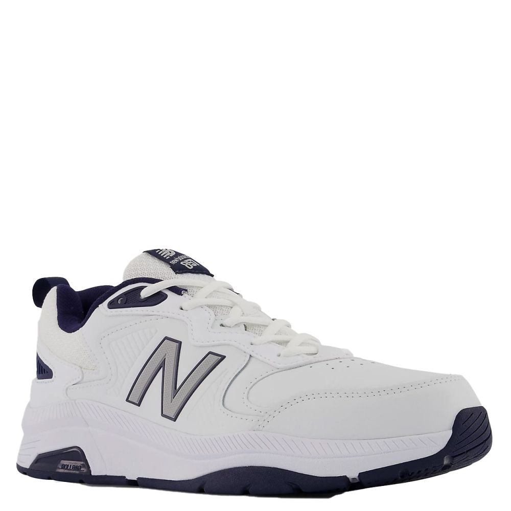 New Balance Men's MX857V3 in White with Navy and Rain Cloud