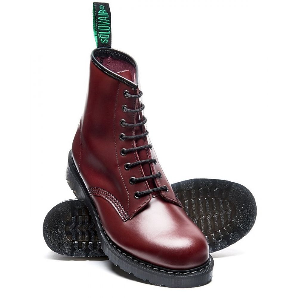 Solovair 8 Eye Derby Boot in Oxblood Hi-Shine | Getoutsideshoes