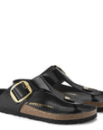 Birkenstock Women's Gizeh Big Buckle Natural Leather Patent in Black