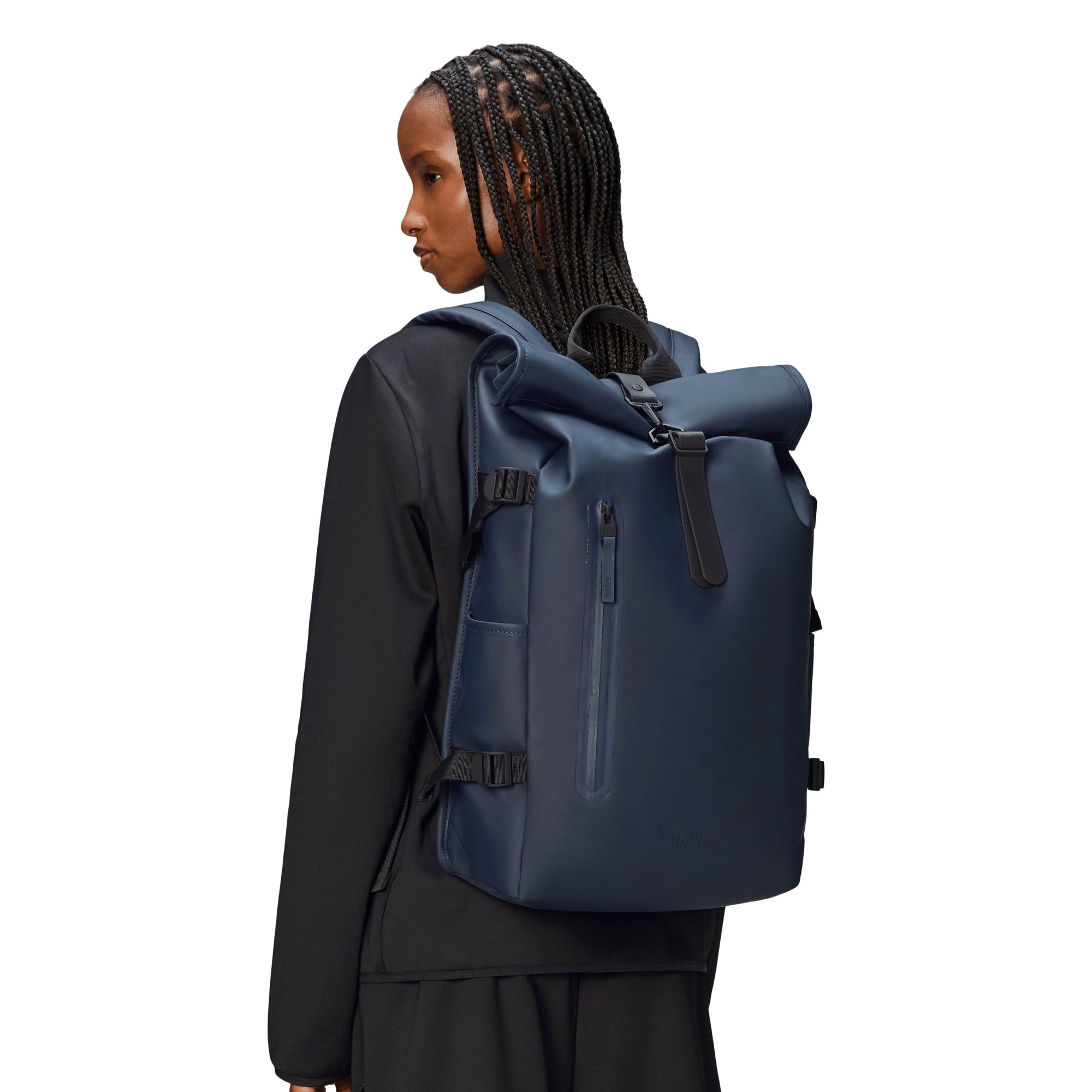 Rains Rolltop Rucksack Large in Navy