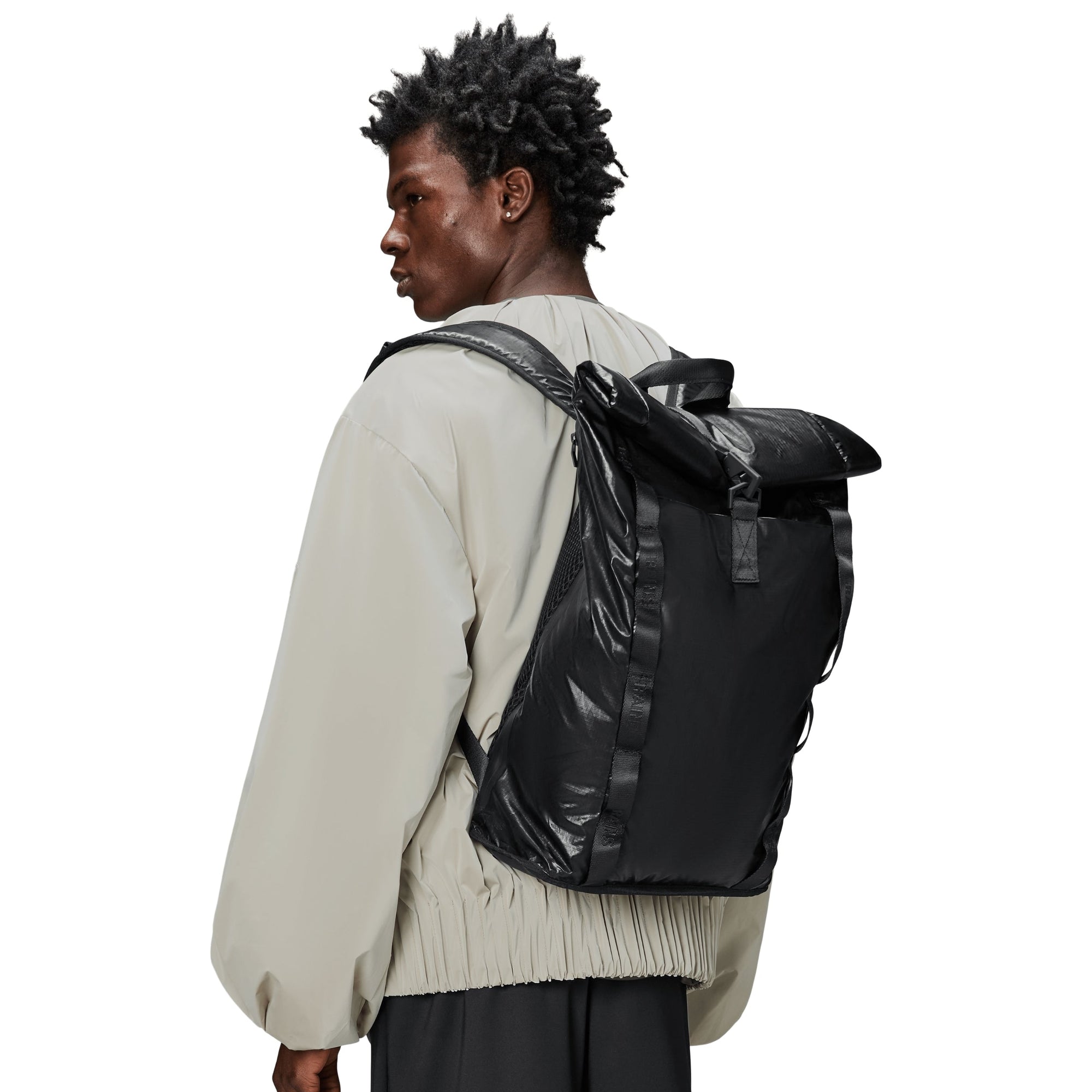 Rains Sibu Rolltop Rucksack in Black