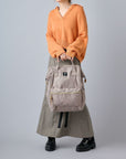 Anello Cross Bottle Backpack Large in Grey Beige