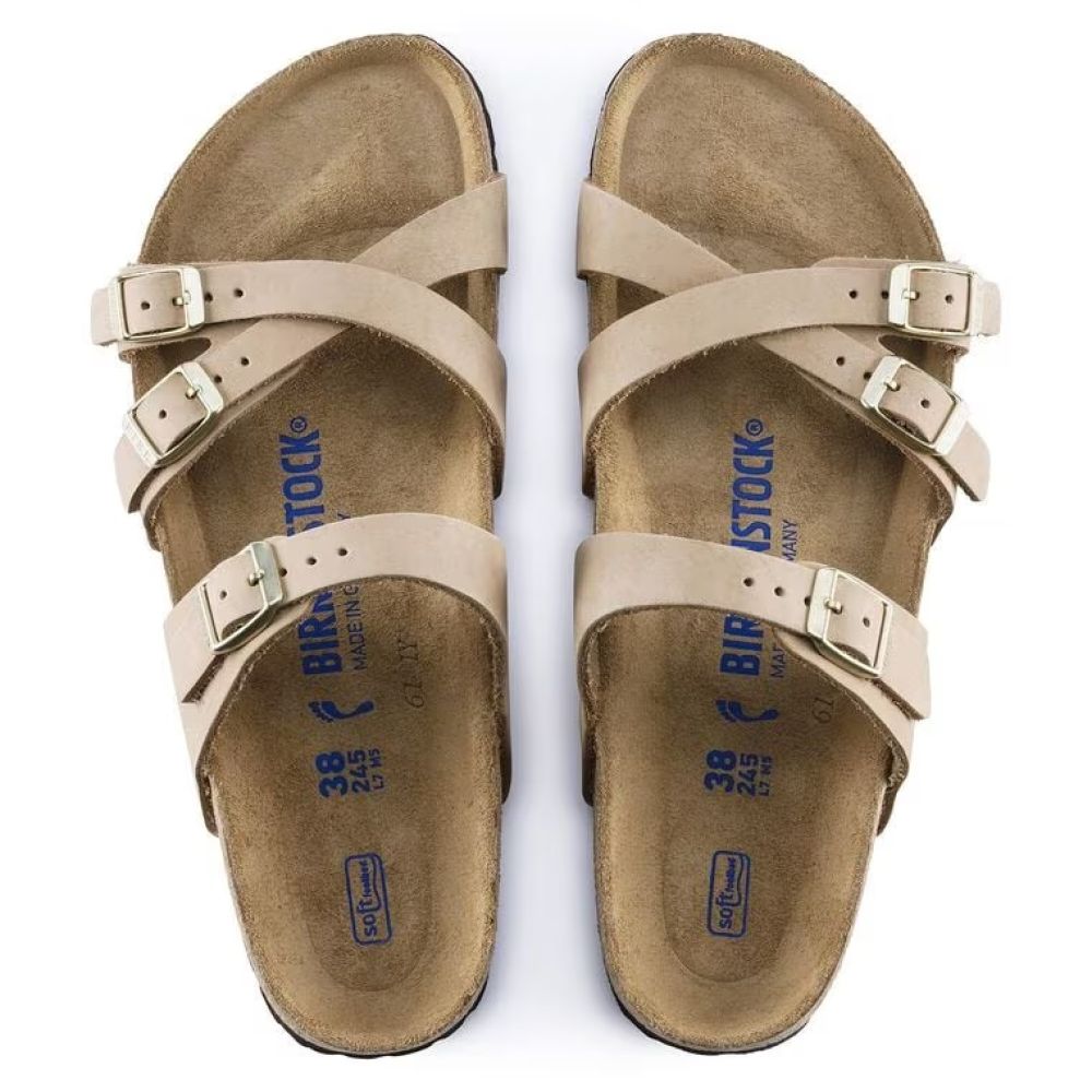 Birkenstock Women&#39;s Franca Nubuck Leather Soft Footbed in Sandcastle