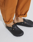 Birkenstock Men's Boston Grip Leather in Vintage Wood Black