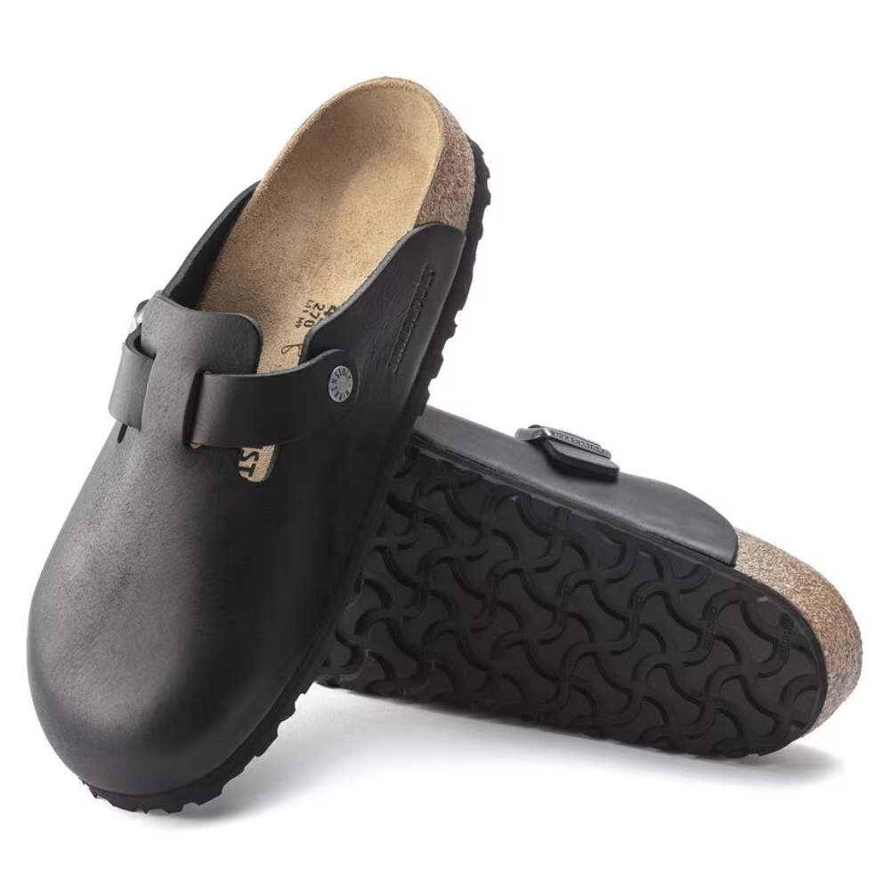 Birkenstock Men&#39;s Boston Grip Leather in Vintage Wood Black