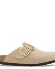 Birkenstock Women's Boston Big Buckle Nubuck Leather in Sandcastle (Narrow Width)