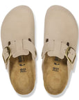 Birkenstock Women's Boston Big Buckle Nubuck Leather in Sandcastle (Narrow Width)