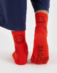 Baggu Crew Sock in Red Happy