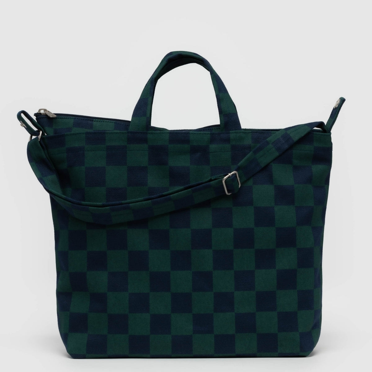 Baggu Horizontal Zip Duck Bag in Navy Green Check