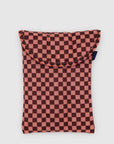 Baggu Puffy Tablet Sleeve in Pink Brown Check