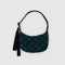 Baggu Small Nylon Crescent Bag in Navy Green Check