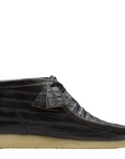 Clarks Men's Wallabee Boot in Black Crocodile Distress