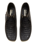 Clarks Men's Wallabee Boot in Black Crocodile Distress