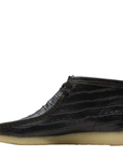 Clarks Men's Wallabee Boot in Black Crocodile Distress