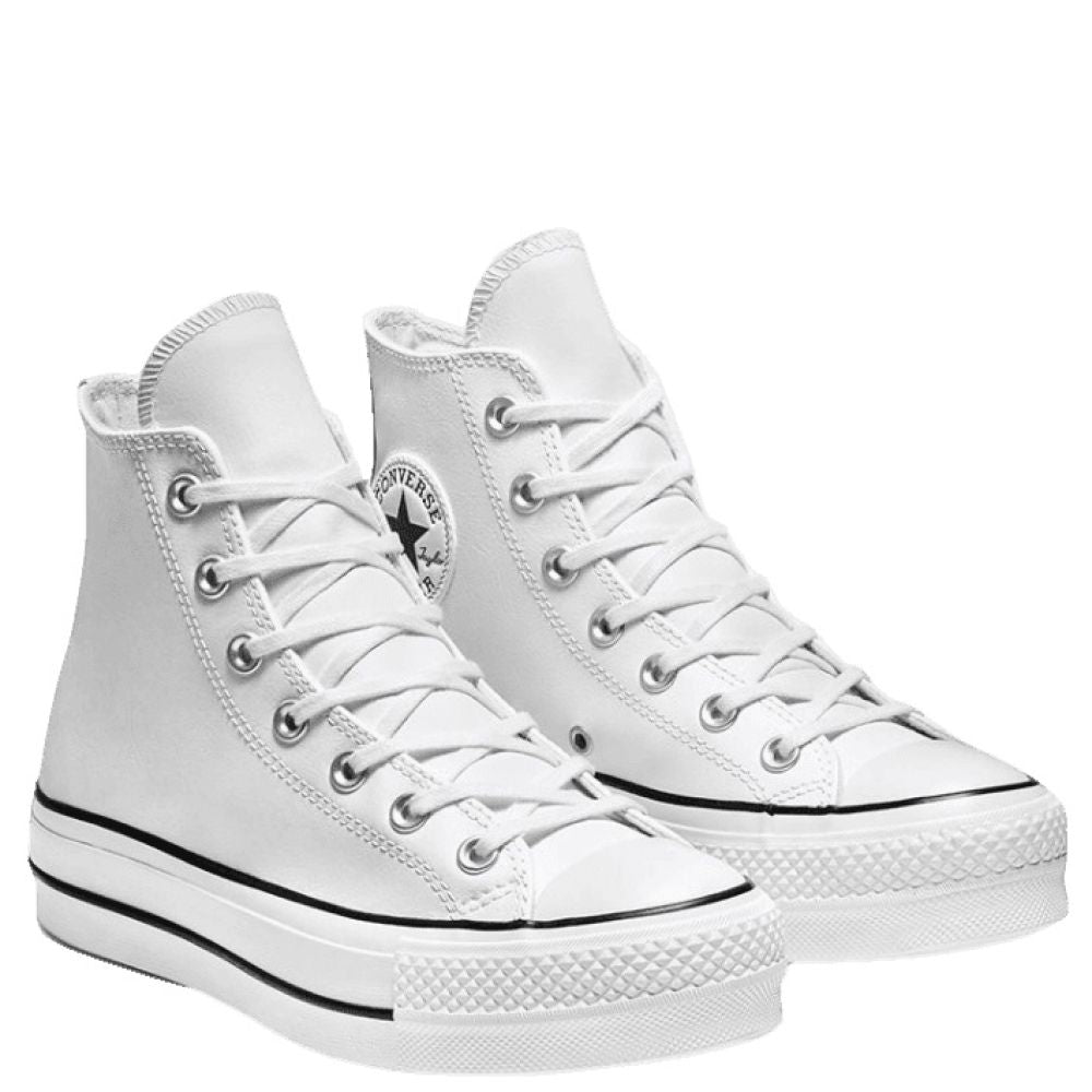Converse Women's Chuck Taylor All Star Lift Leather High in White/Black ...