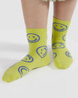 Baggu Crew Sock in Citron Happy