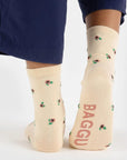 Baggu Crew Sock in Cream Rosette