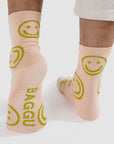 Baggu Crew Sock in Light Pink Happy