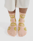 Baggu Crew Sock in Light Pink Happy