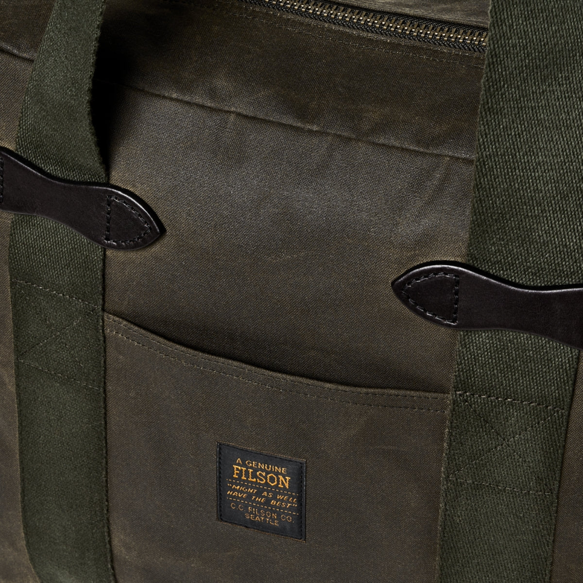 Filson Tin Cloth Zipper Tote Bag in Ottergreen