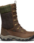 Keen Women's Greta Tall Waterproof Boot in Dark Earth/Green Plaid