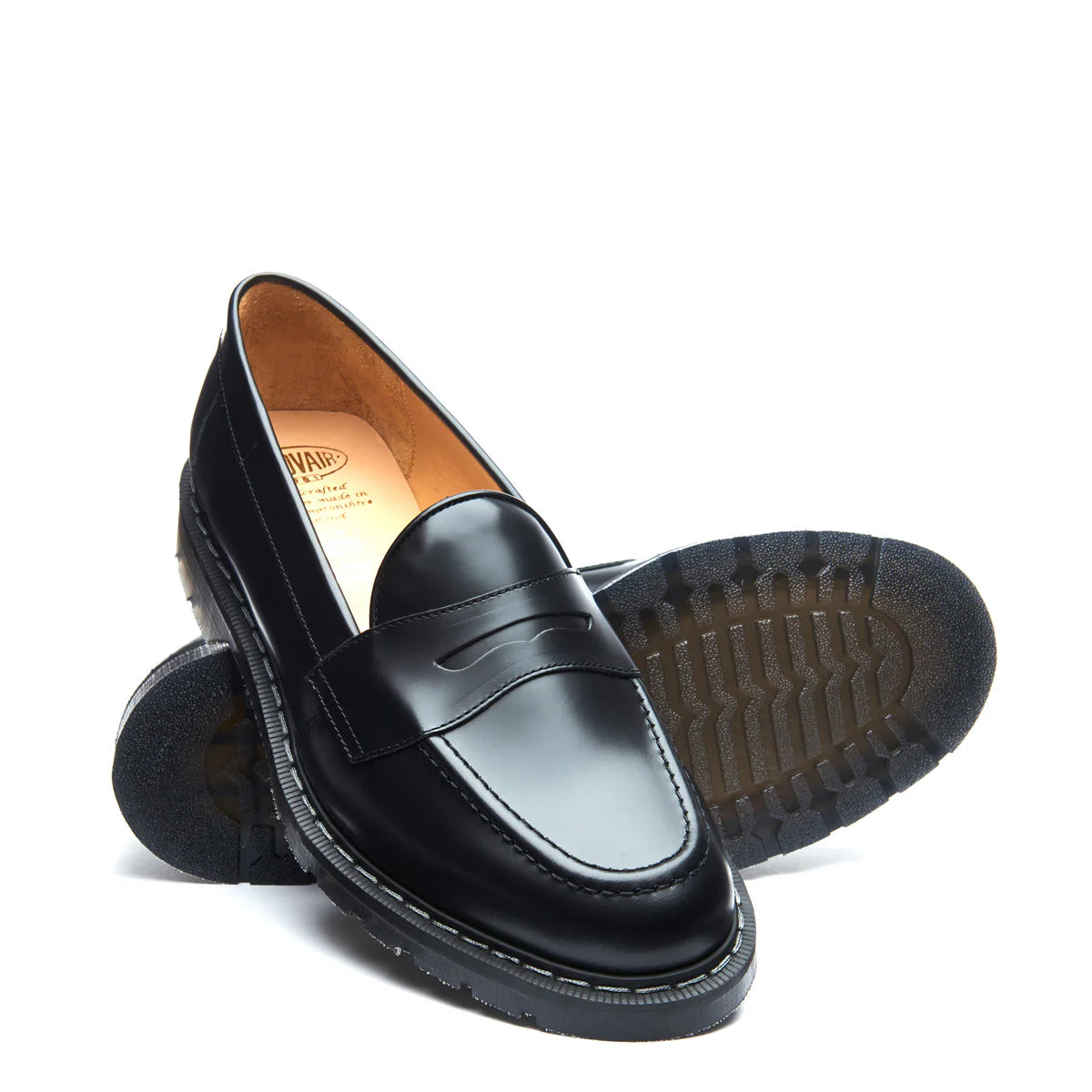 Solovair Penny Loafer in Black Hi-Shine