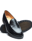 Solovair Penny Loafer in Black Hi-Shine