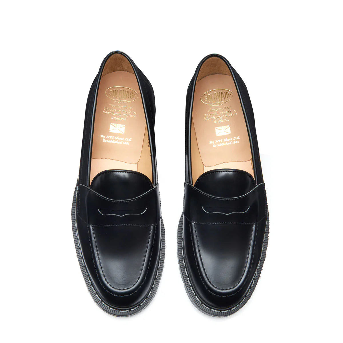 Solovair Penny Loafer in Black Hi-Shine