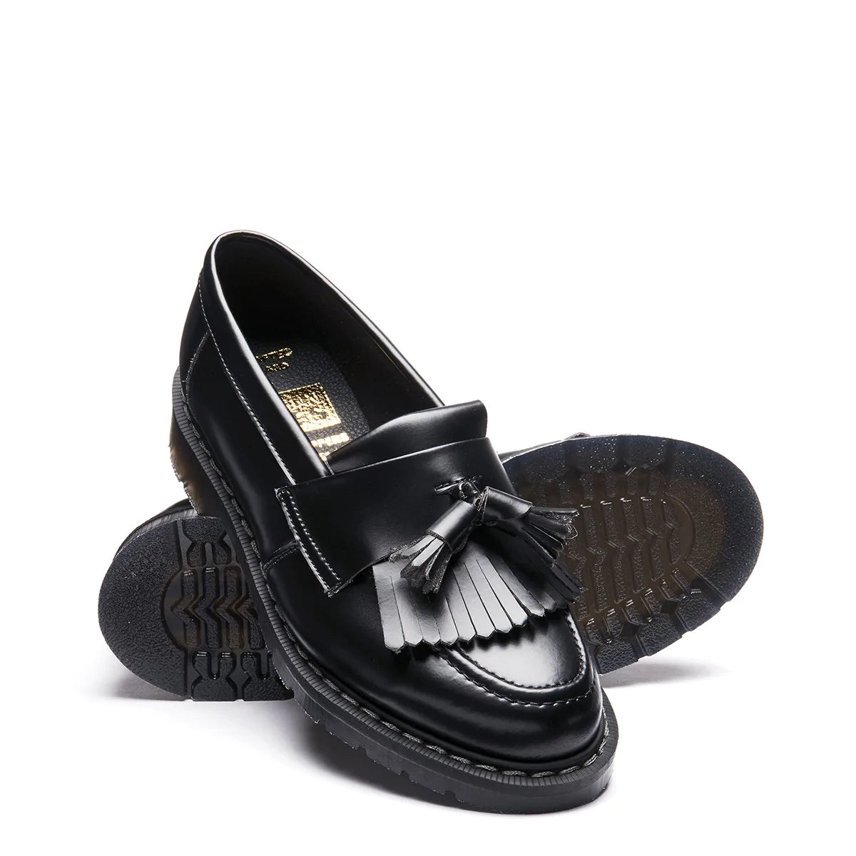 Solovair Tassel Loafer in Black Hi-Shine