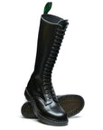 Solovair 20 Eye Zip Derby Boot in Black Hi-Shine