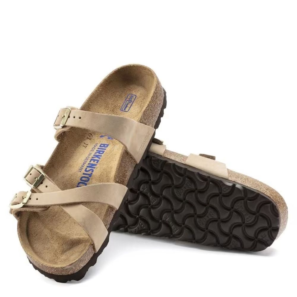 Birkenstock Women&#39;s Franca Nubuck Leather Soft Footbed in Sandcastle