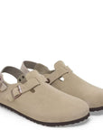 Birkenstock Tokio Suede Leather in Taupe