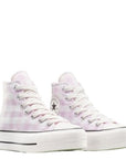 Converse Women's Chuck Taylor All Star Lift Platform High Gingham in Vintage White/Summit Pink