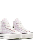 Converse Women's Chuck Taylor All Star Lift Platform High Gingham in Vintage White/Summit Pink