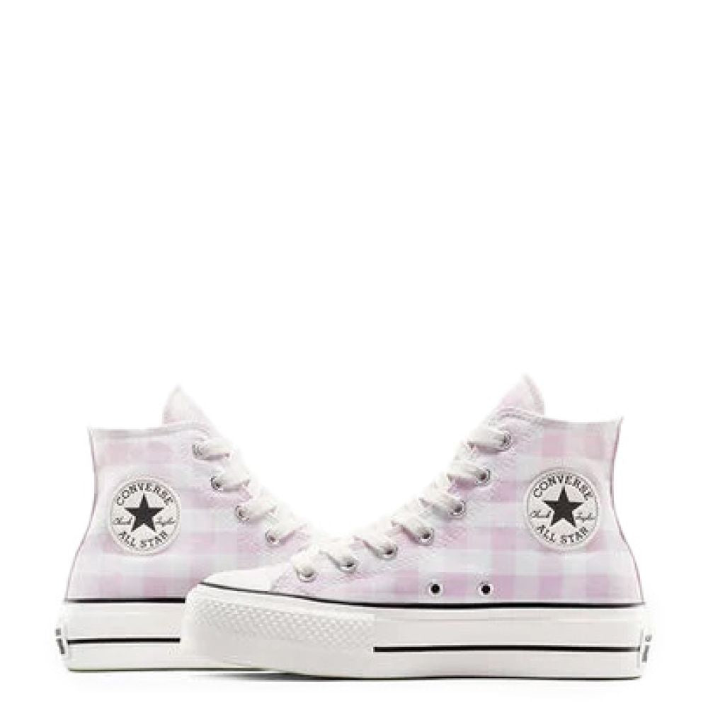 Converse Women&#39;s Chuck Taylor All Star Lift Platform High Gingham in Vintage White/Summit Pink