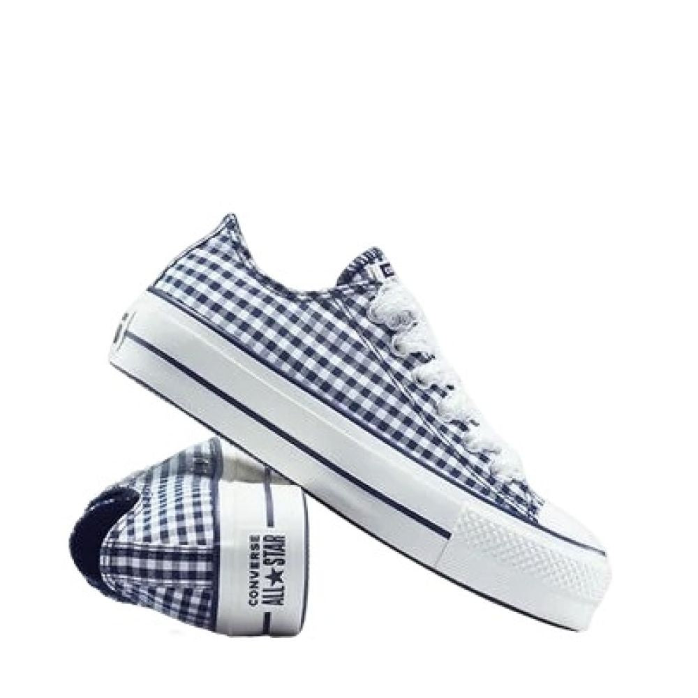 Converse Women&#39;s Chuck Taylor All Star Lift Platform Low Gingham in Obsidian/White/Vintage White