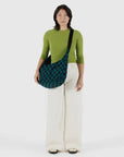 Baggu Large Nylon Crescent Bag in Navy Green Check