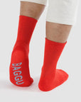 Baggu Ribbed Sock in Candy Apple