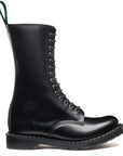 Solovair 14 Eye Zip Platform Derby Boot in Black Hi-Shine