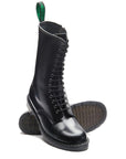 Solovair 14 Eye Zip Platform Derby Boot in Black Hi-Shine