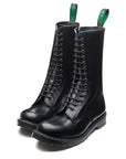 Solovair 14 Eye Zip Platform Derby Boot in Black Hi-Shine