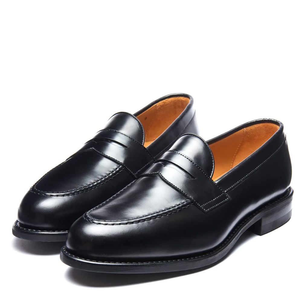 Solovair Penny Loafer in Black Hi-Shine