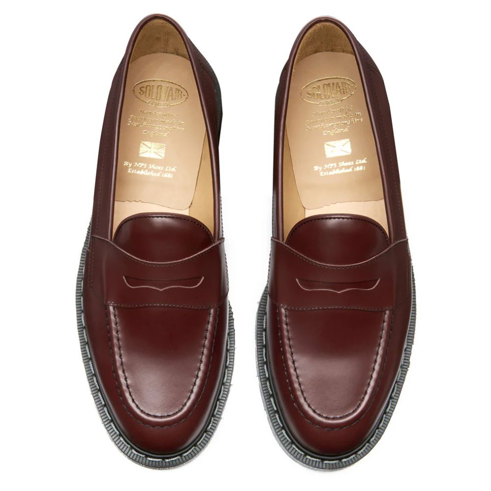 Solovair Penny Loafer in Oxblood Hi-Shine