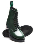 Solovair 8 Eye Derby Boot in Green Hi-Shine