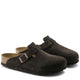 Birkenstock Boston Softbed Suede Leather in Mocha