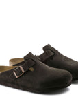 Birkenstock Boston Softbed Suede Leather in Mocha