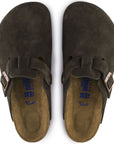 Birkenstock Boston Softbed Suede Leather in Mocha